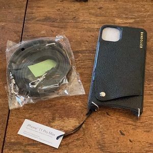 BNWT Bandolier Emma Black/Silver iPhone 11 Pro Max Leather case with strap.